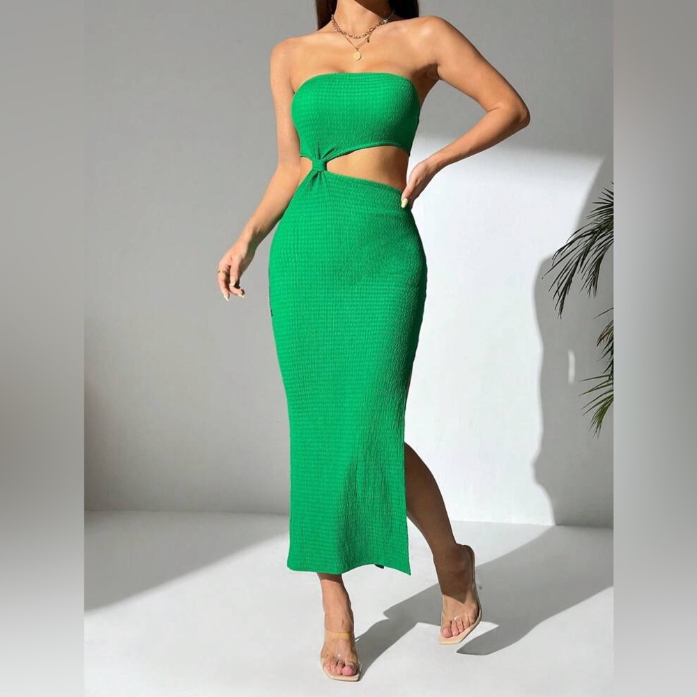 NWT SHEIN PETITE Strapless Split Front Dress